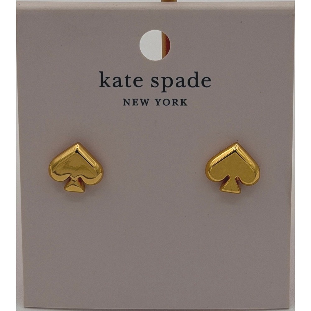Kate Spade Everyday Spade Stud Earrings Gold Tone Logo Studs OORU3068 NEW